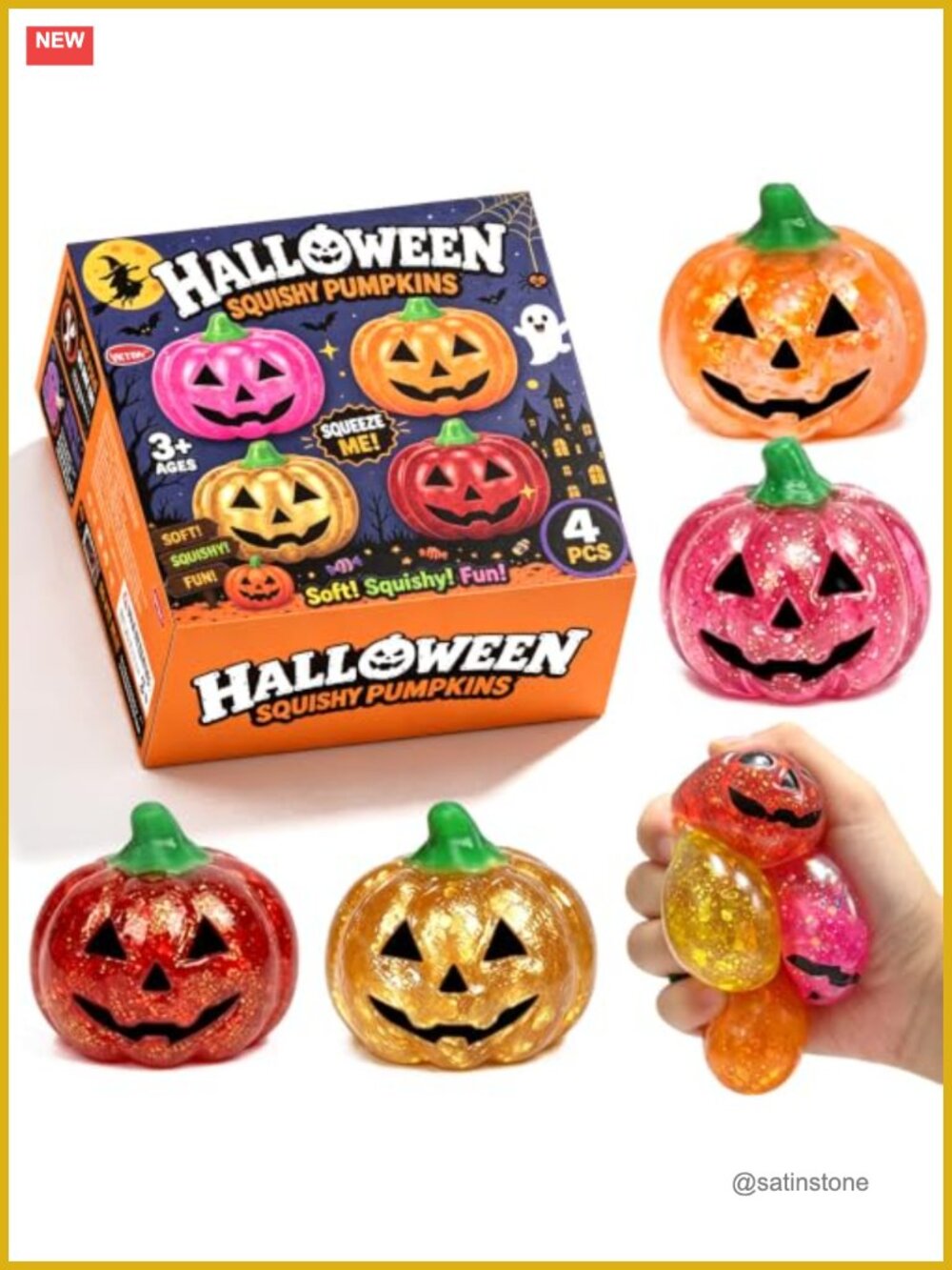 Set of 4 Slow Rising Pumpkin Squishy Toys Fidget Sensory Stress Relief